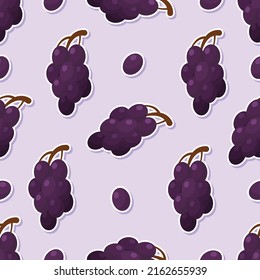 Patrón de pegatinas de dibujos animados de uva sin foco