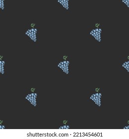 Seamless grape pattern. Doodle vector with grape icons. Vintage grape pattern