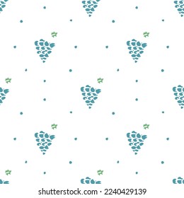 Seamless grape pattern. Doodle vector with grape icons. Vintage grape pattern