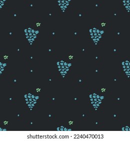 Seamless grape pattern. Doodle vector with grape icons. Vintage grape pattern