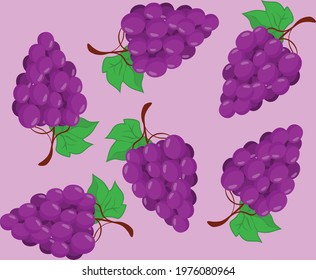 seamless grape pattern on the pink background vector