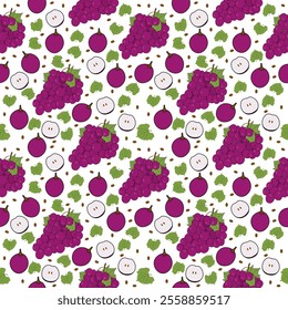 Seamless Grape Pattern - Tropical Fruit Design for Fabrics, Wallpapers, and Crafts