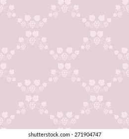 Seamless grape vines beige background. Vector illustration.
