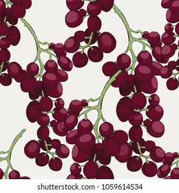 Seamless grapes background.Hand drawn illustration