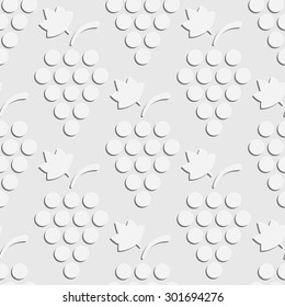 Seamless Grapes Pattern. Vector Soft Background. Regular White Texture
