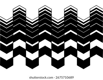 Seamless graphic design element. Border of black fragments on a white background. Technological pattern for advertising, printing, packaging and interior. Vector background. Arrows