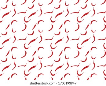 Diseño gráfico transparente de un interminable patrón repetido de pimientos rojos picantes ilustración de fondo blanco
