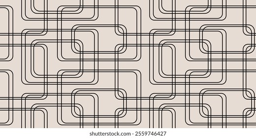 Seamless graphic design with a unique geometric pattern, consisting of overlapping curved lines. Minimalist design with a modern and contemporary touch. Vector illustration