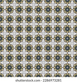 Seamless Graphic Interior Tiles Concept Vintage Retro Surface Template Modern Textile Fashion Tile Art Geometric Print Decoration Wrapping Fabric Wallpaper Texture Background Design Pattern.