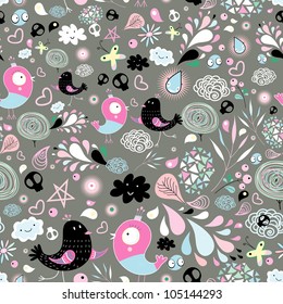 seamless graphic pattern with birds