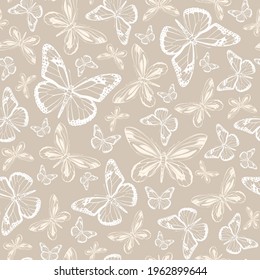 Seamless graphic pattern with butterflies on vector. Seamless vector background 