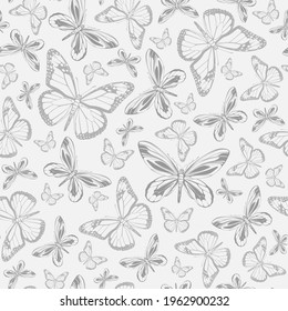 Seamless graphic pattern with butterflies on vector. Seamless vector background 