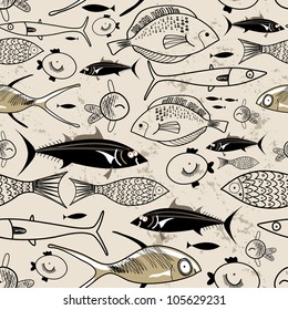 seamless graphic pattern with fish