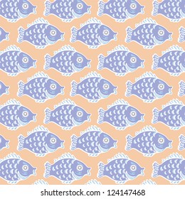 Seamless graphic pattern with fish./ Sea life