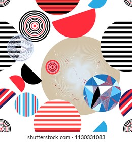 Seamless graphic pattern of geometric circular design elements