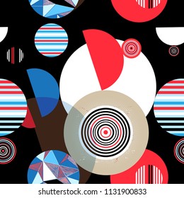 Seamless graphic pattern of geometric circular design elements