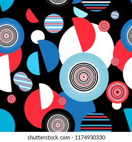 Seamless graphic pattern of geometric circular design elements