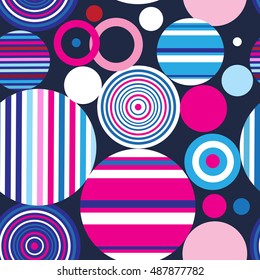 Seamless graphic pattern of geometric circular design elements