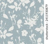 Seamless graphic pattern with hand drawn flowers for surface design and other design projects