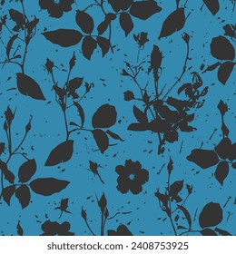 Seamless graphic pattern with hand drawn flowers for surface design and other design projects