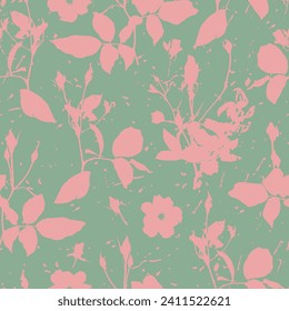 Seamless graphic pattern with hand drawn flowers for surface design and other design projects
