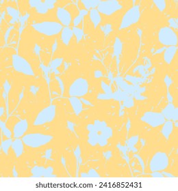 Seamless graphic pattern with hand drawn flowers for surface design and other design projects