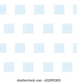 Seamless graphic pattern with labyrinths, mazes. Blue abstract background