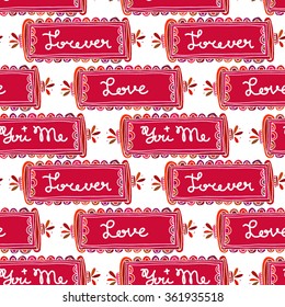 Seamless graphic pattern with stylized border for Valentines Day. EPS10 Vector.