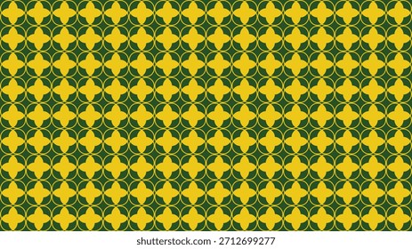 Patrón gráfico inconsútil con Formas amarillas del quatrefoil en fondo verde
