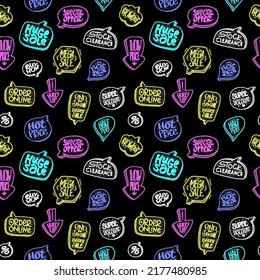 Seamless graphic sale theme vector pattern with discounts symbols