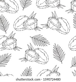 Seamless graphic vector pattern with coconut