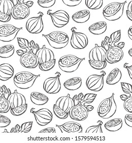 Seamless graphic vector pattern with figs