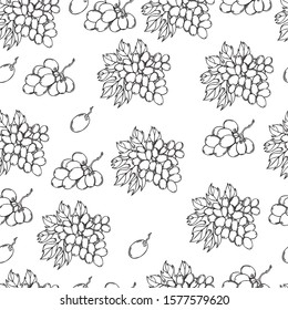 Seamless graphic vector pattern with grapes