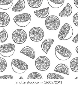 Seamless graphic vector pattern with lemon
