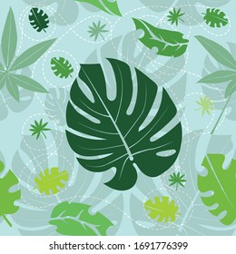 Patrón vectorial gráfico de hojas tropicales. Con palmas increíbles. Moda, interior, envoltura, embalaje adecuado. Hojas de palma realistas.