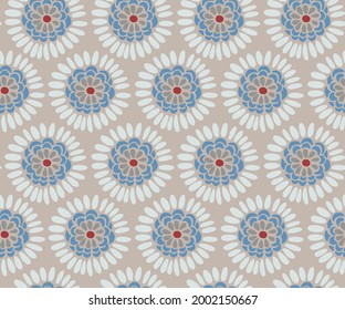 seamless graphical minimalistic unusual flower pattern, spring summer time, holidays, naive floral on pastel beige background, ditsy sketchy textile print