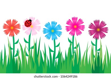 Seamless grass and flowers.