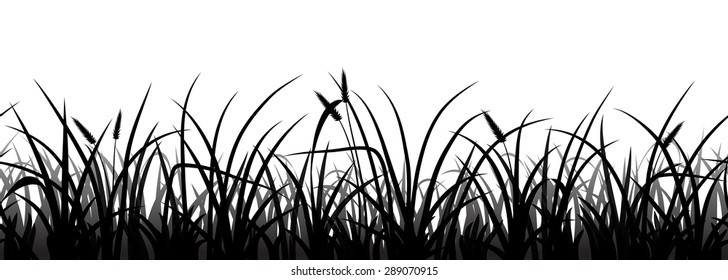 Seamless grass silhouette on white, vector illustration