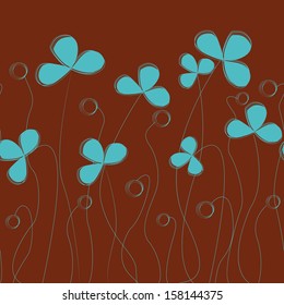 Seamless grassy background. Isolated on brown background You can use it in textile design, greeting cards, graphic design. 