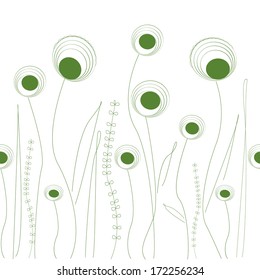 Seamless grassy texture.Endless horizontal floral pattern. You can use it in textile design, greeting cards, graphic design. 