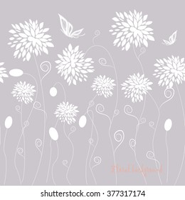 Seamless grassy texture.Endless horizontal floral pattern with butterflies. You can use it in textile design, greeting cards, graphic design. 