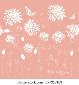 Seamless grassy texture.Endless horizontal floral pattern with butterflies. You can use it in textile design, greeting cards, graphic design. 
