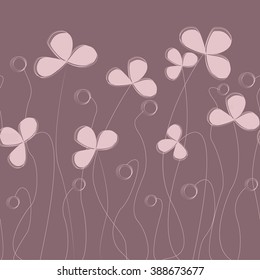 Seamless grassy texture.Endless horizontal floral pattern with butterflies. You can use it in textile design, greeting cards, graphic design. 