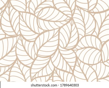 seamless gray abstract background with broun leaves drawn by thin lines