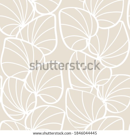 seamless gray abstract background with broun leaves drawn by thin lines
