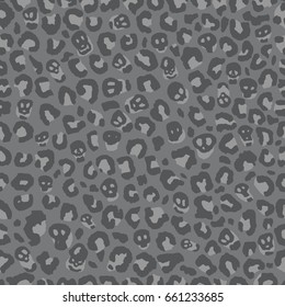 Seamless gray animal leopard print with skulls pattern vector