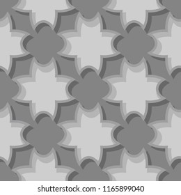 Seamless gray background with 3d floral elements. Vector illustration