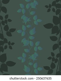 Seamless gray background with blue roses and leaves. EPS10 vector illustration.