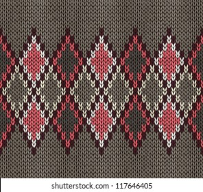 Seamless Gray Background of Color Knitted Wool Gingham Squares