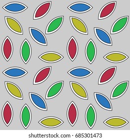 Seamless Gray Background - Pattern with Geometric colorful leaves